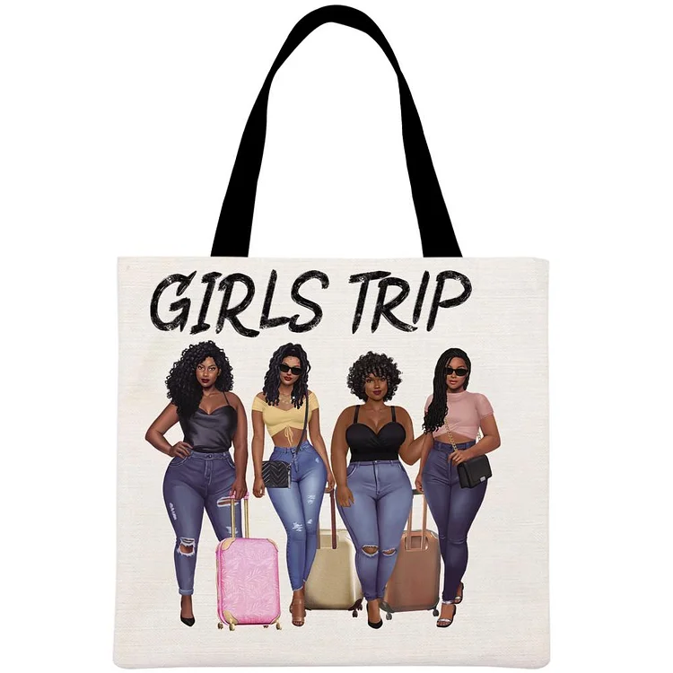 Girl Trip Printed Linen Bag-Annaletters