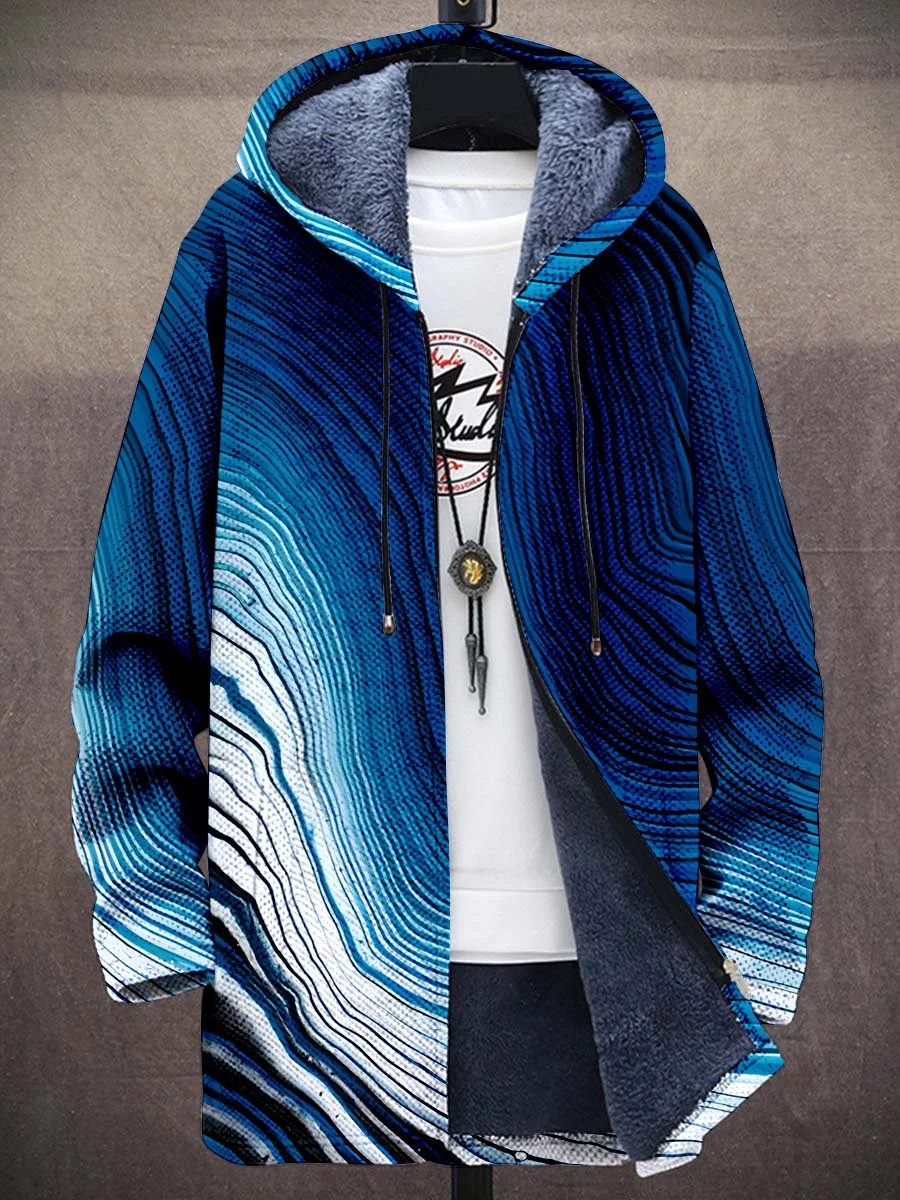 Retro Gradient Art Print Unisex Plush Thick Long-Sleeved Sweater Coat Cardigan