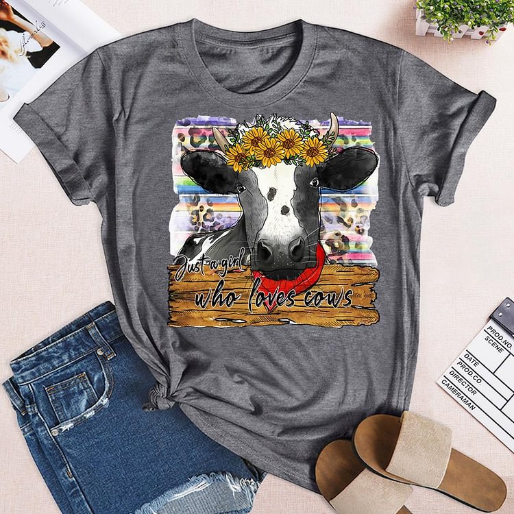 ANB - Just a Girl Who Loves Cows Retro Tee-05804