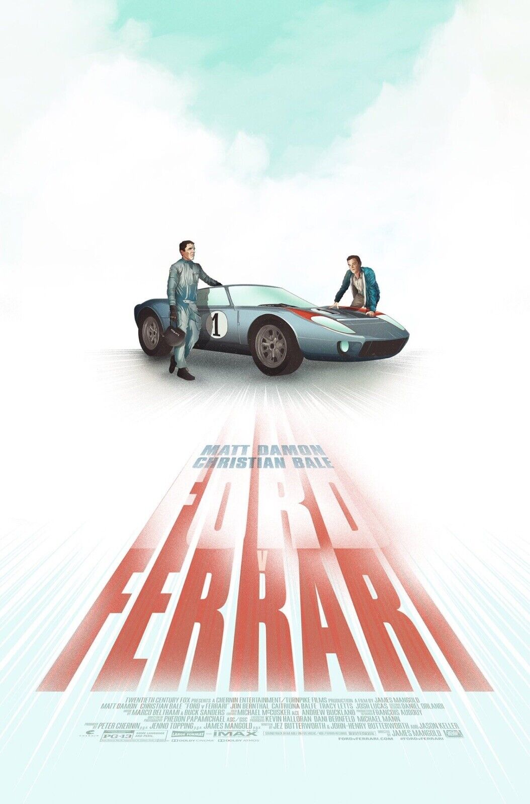 Ford v Ferrari Movie Poster 11 x 17 inches : Matt Damon, Christian Bale Photo Poster painting