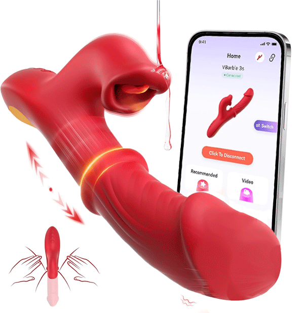 AeroBunny APP-Controlled Thrusting Rabbit Vibrator 4-in-1 Dildo Licking and Sliding Ring By Rose Toy