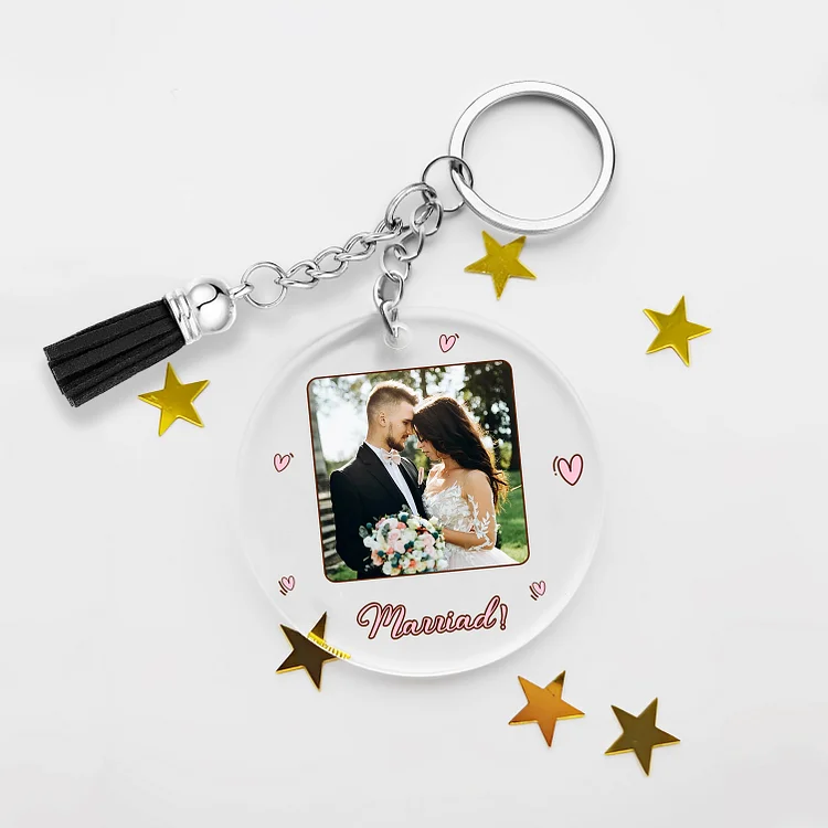 Personalized Couple Keyring Custom Photo & Name Acrylic Keychain Valentine's Day Anniversary Gift for Couples