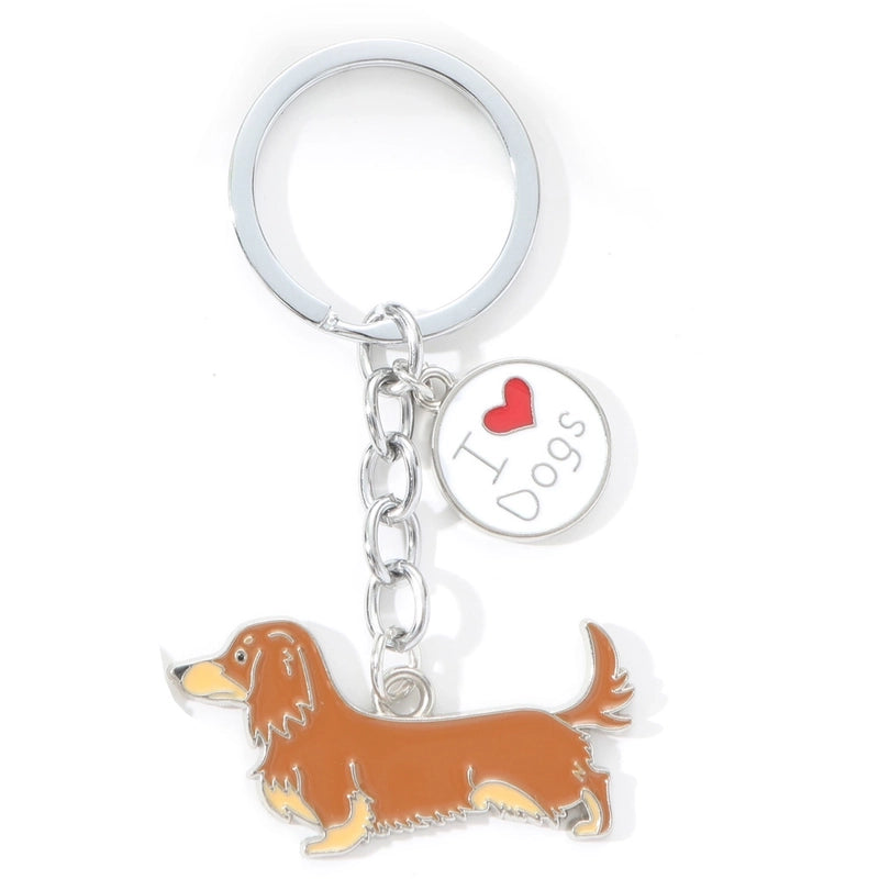 Cute Minimalist Letter Dog Metal Women's Keychain
