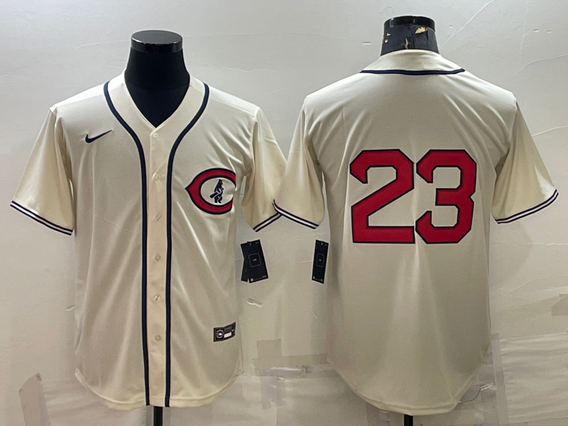 Men's Chicago Cubs Ryne Sandberg #23 Cream Player Name Jersey mysite