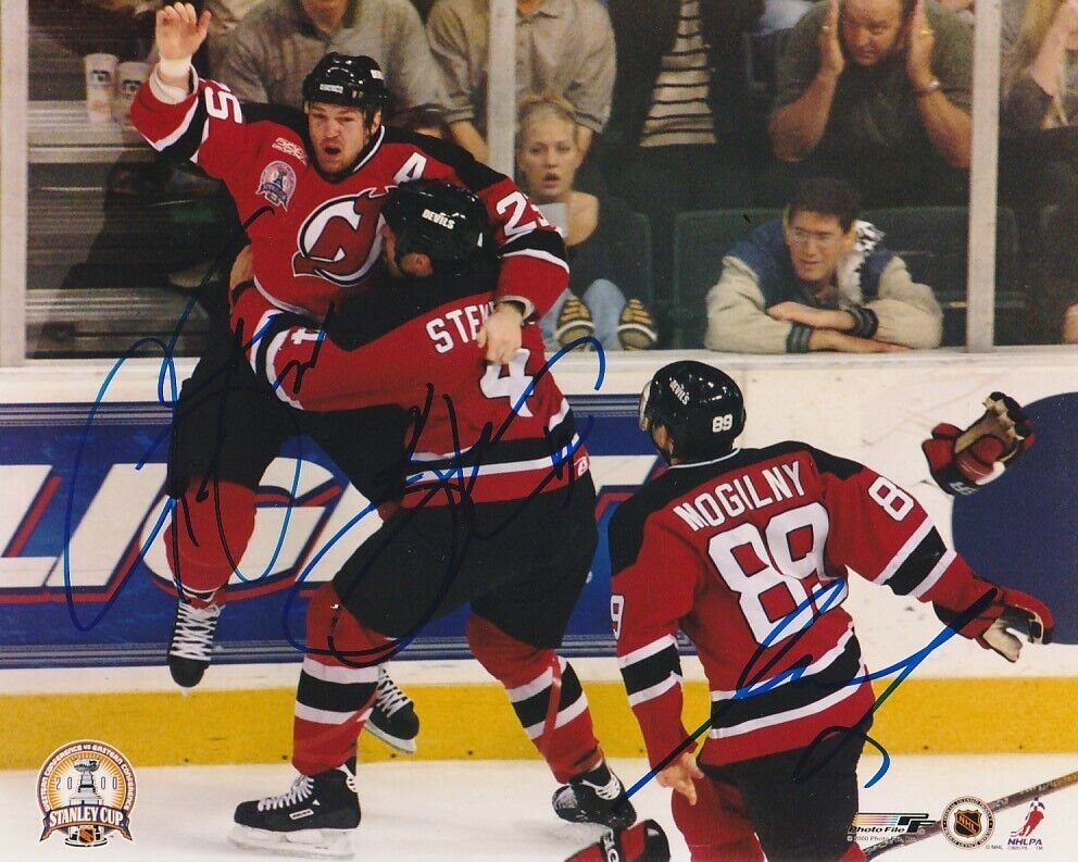 SCOTT STEVENS - ARNOTT - MOGILNY SIGNED NJ DEVILS STANLEY CUP OT GOAL 8x10 Photo Poster painting