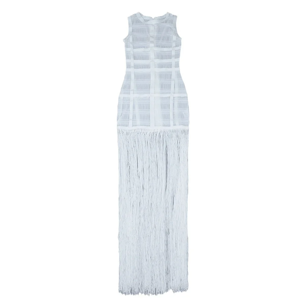 Brownm Spring And Summer New Features Medium And Long White Banded Evening Dress Dress Waist Thin Women's Clothing