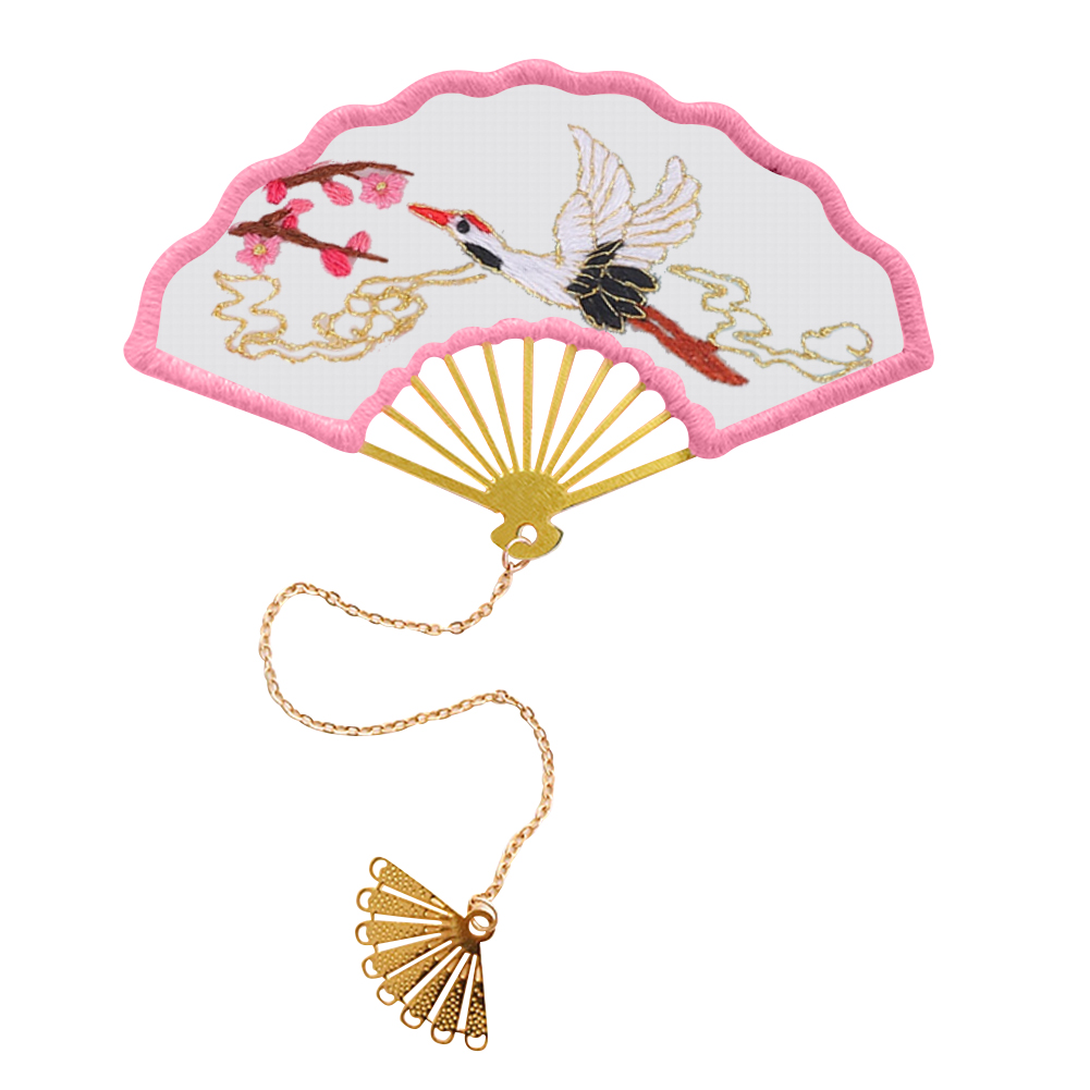

Retro Chinese Blossom Fan Shaped Bookmark Embroidery - Cross Stitch, 501 Original