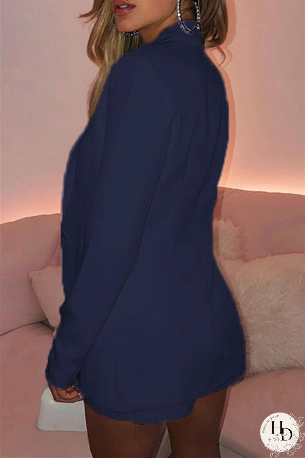 Pink Fashion Casual Solid Basic Turndown Collar Long Sleeve Two Pieces