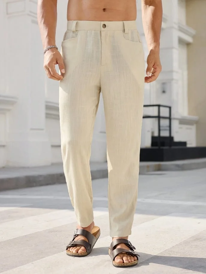 Men's Casual Cotton And Linen Trousers 