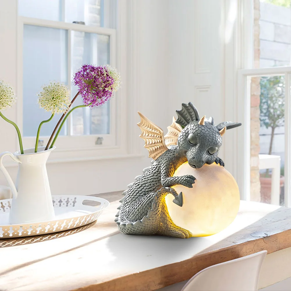 Small Dinosaur Meditation Sculpture Home Desk Dragon Meditated Statue (D)