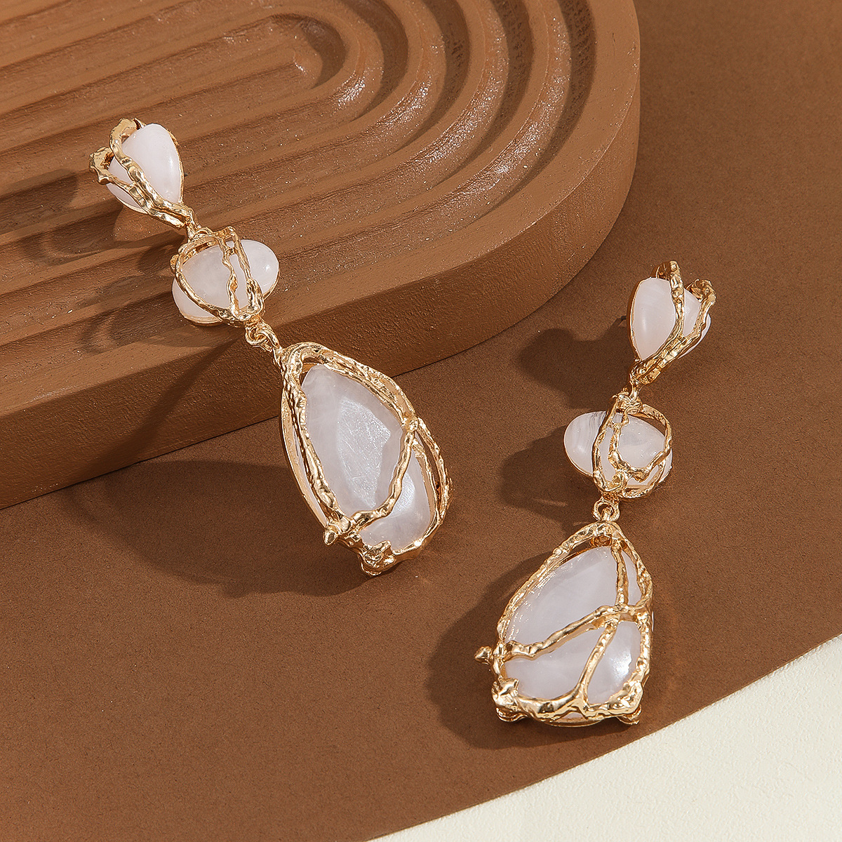 Boho Green Multi-Stone Gold Wrapped Drop Earrings 2024 - Flycurvy 
