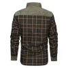 Men's Retro Check Pattern Stitching Warm Fleece Lined Plaid Wanderer Jacket