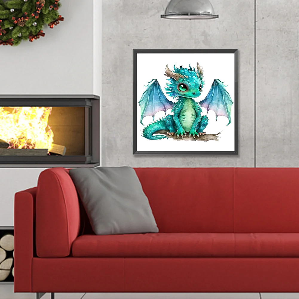 Full Round Diamond Painting 30*30cm - Little Dragon