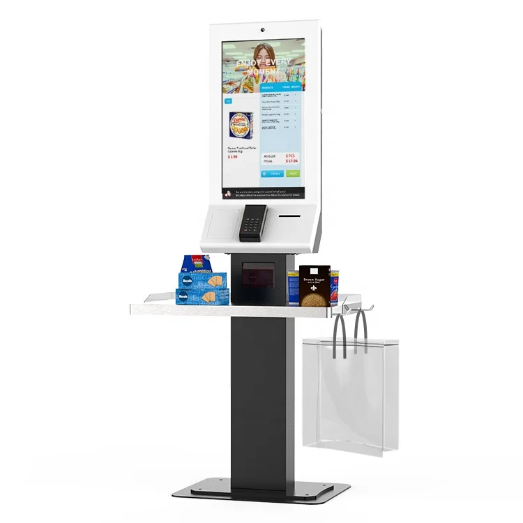 27 Inch RFID Self Service Kiosk Touch Screen Payment Terminal RFID Self-Checkout Machine For RFID Grocery
