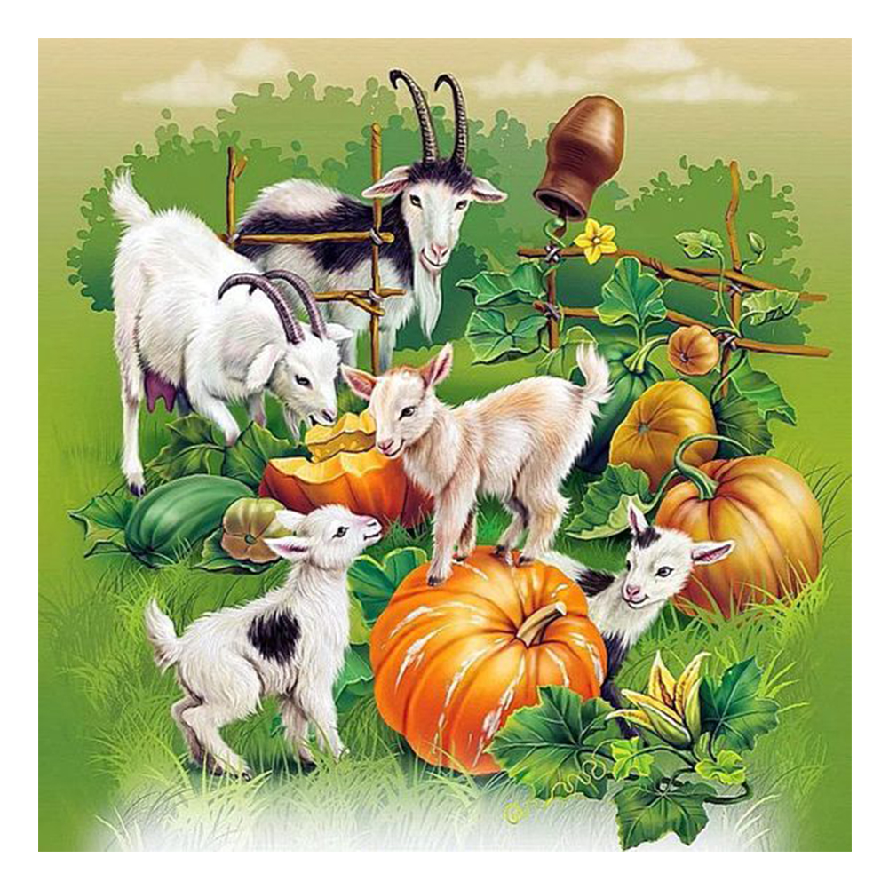 

40*40CM - Round Drill Diamond Painting - Flock and Pumpkin, 501 Original