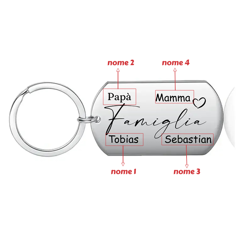 Famiglia-Portachiavi 4 nomi personalizzati papà mamma regalo per famglia