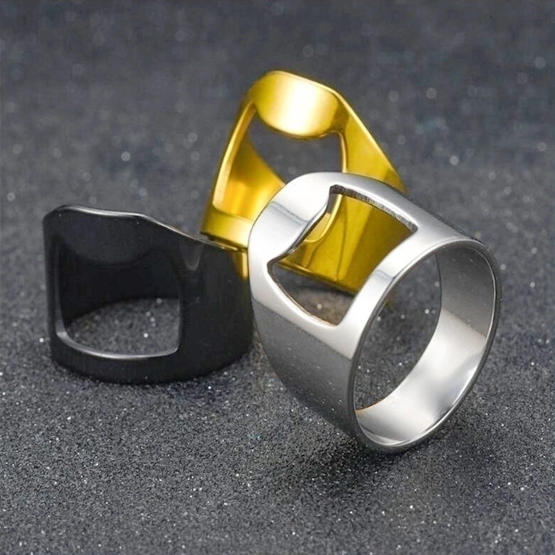 Exaggerated Geometric Stainless Steel Unisex Rings