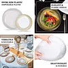 10 Pack | 9" Clear / Gold Swirl Rim Plastic Dinner Plates, Round Disposable Party Plates