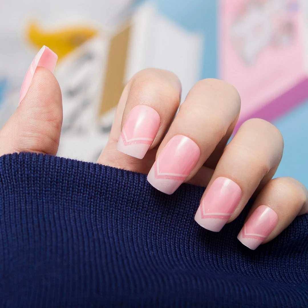 24pcs/set Fashion Acrylic Full Cover Fake Nails 10 Sizes Press on Nails Designs French False Nail Art Tips 278 Fingernail Tips-Nail Inspo