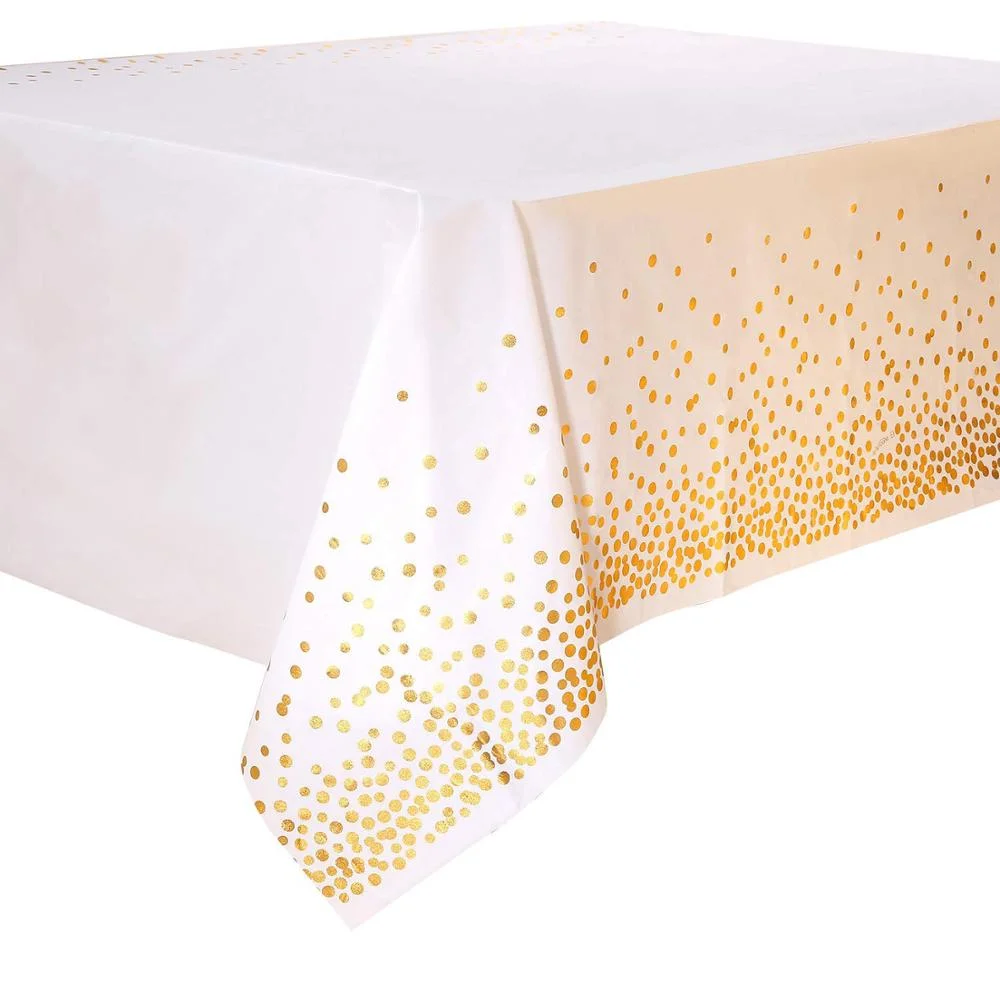 137*274cm Rose Gold Tablecloth Gold/Silver Dot Table Cover For Adult Happy Birthday Party Supplies Wedding Decorations