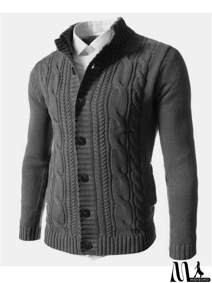 MidiSono - New Casual Buttons-Up Sweater For Men
