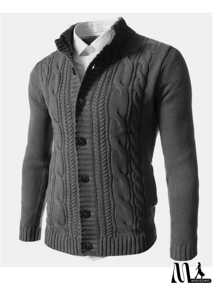 MidiSono - New Casual Buttons-Up Sweater For Men