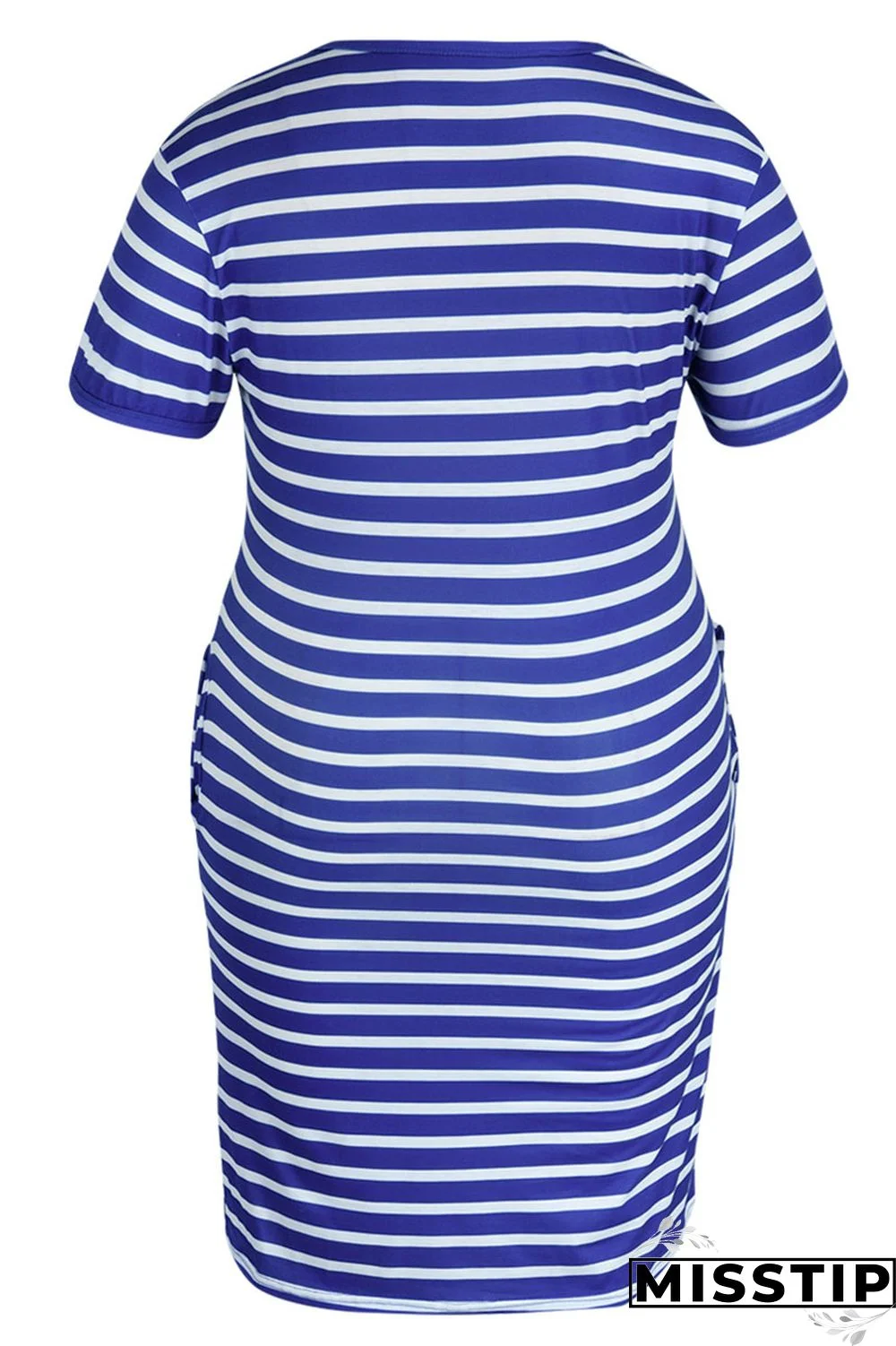 Cyanine Casual Striped Print Patchwork V Neck Straight Plus Size Dresses