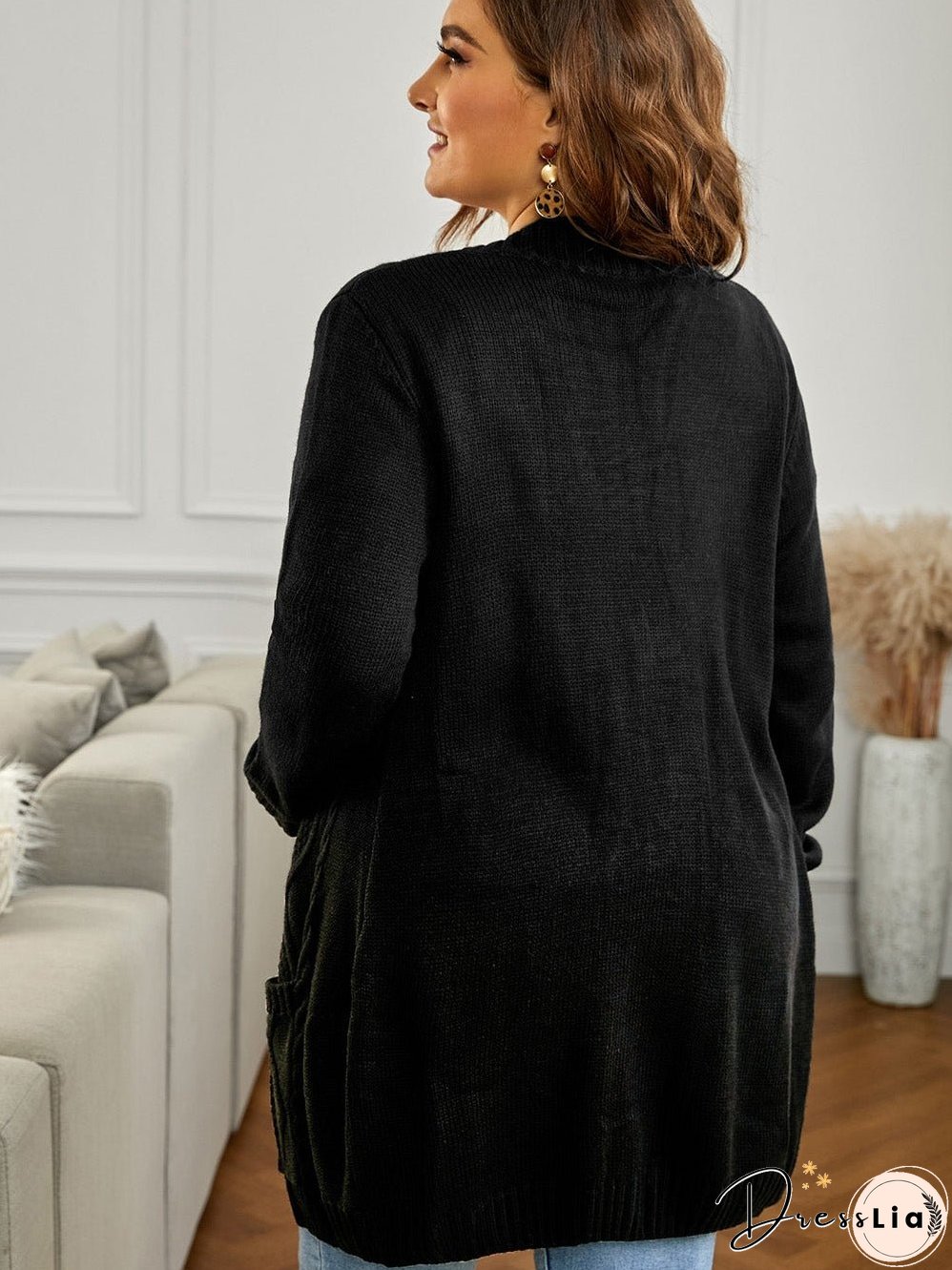 Cozy Black Knit Cardigan with Button-Up Front and Pockets