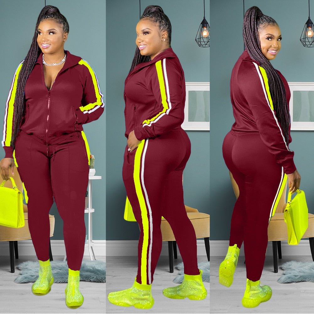 2021 Plus Size S-4XL 2 Piece Set Women Fall Clothes Sweatsuit Joggers Outfit Zip Top Sweatpants Tracksuit Wholesale Dropshipping