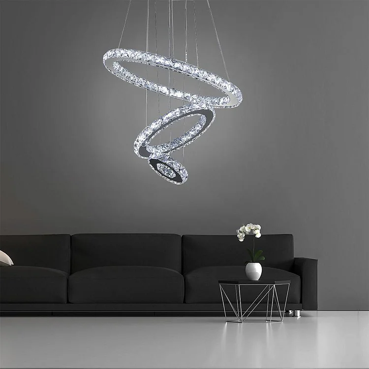Adjustable Circles LED Electroplated Metal Crystal Modern Chandeliers - Appledas