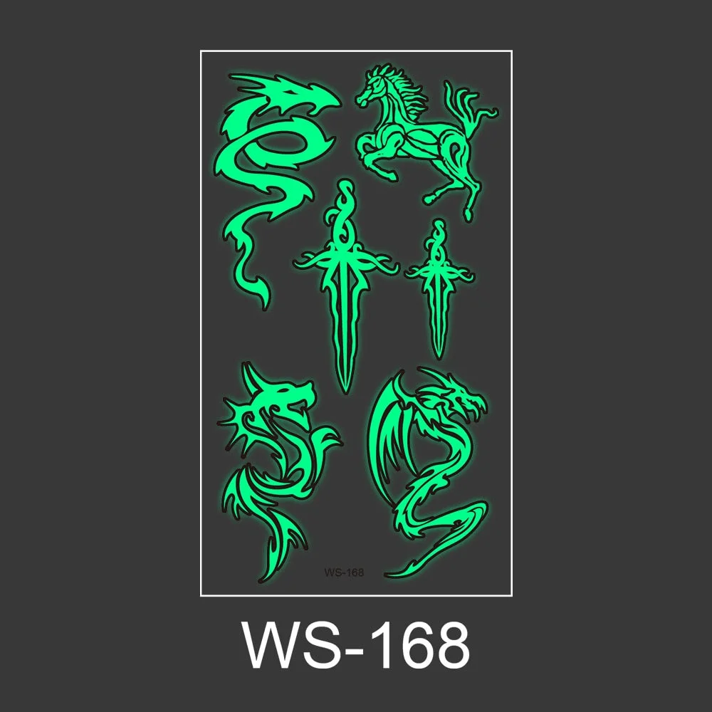 Luminous Tattoo Sticker Nightclub Bar Music Festival Carnival Tattoo Sticker Fluorescent Musical Note Glowing Cool Face Sticker