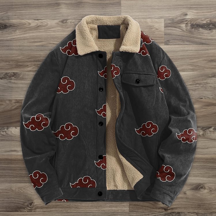 Lamb wool lapel loose plus fleece thick baseball uniform hip-hop