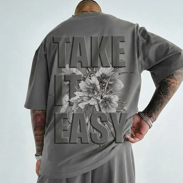 Oversize 100% Cotton Vintage Foam-Print T-Shirt