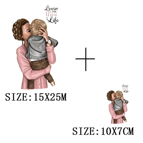 Mom&Baby Iron On Transfer For Woman Clothing DIY Washable Thermal Stickers On T-shirt Lovely Design Appliqued Patches On Clothes