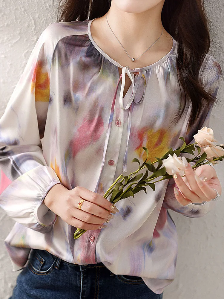 Grace Elegant Printed Chiffon Shirt