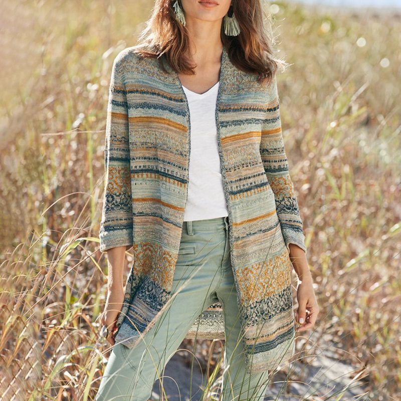 Vintage Colorful Striped Sweater Cardigan
