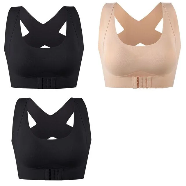 1/2/3PCS Women Bras Push Up Posture Corrector Bralette Front Closure Underwear Cross Back Humpback Correct Tops Soutien Gorge
