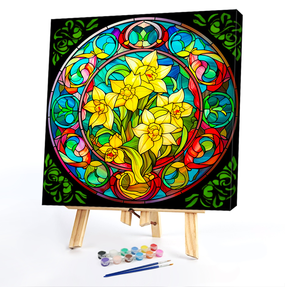 Narcissus Window Glass PaintingPaint by Numbers Acrylic Painting 50*50CM