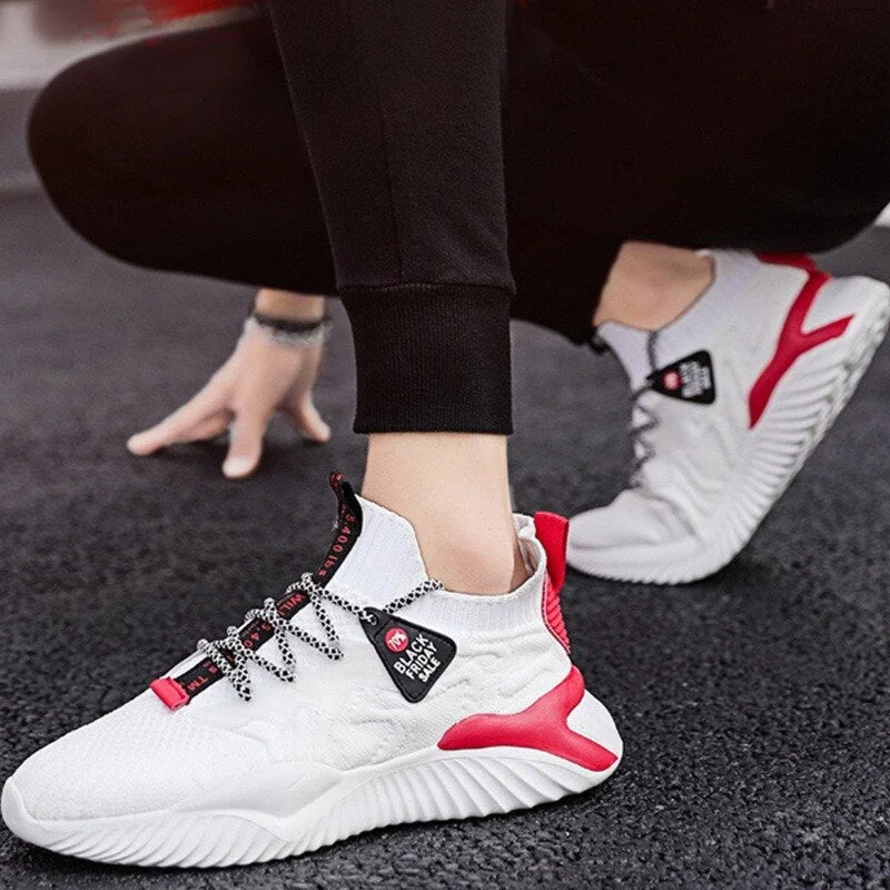 Men's Casual Shoes Lightweight Breathable Running Sneakers Stretch Fabric Lace Up Men Shoes Spring Autumn 2021 Tenis Masculino