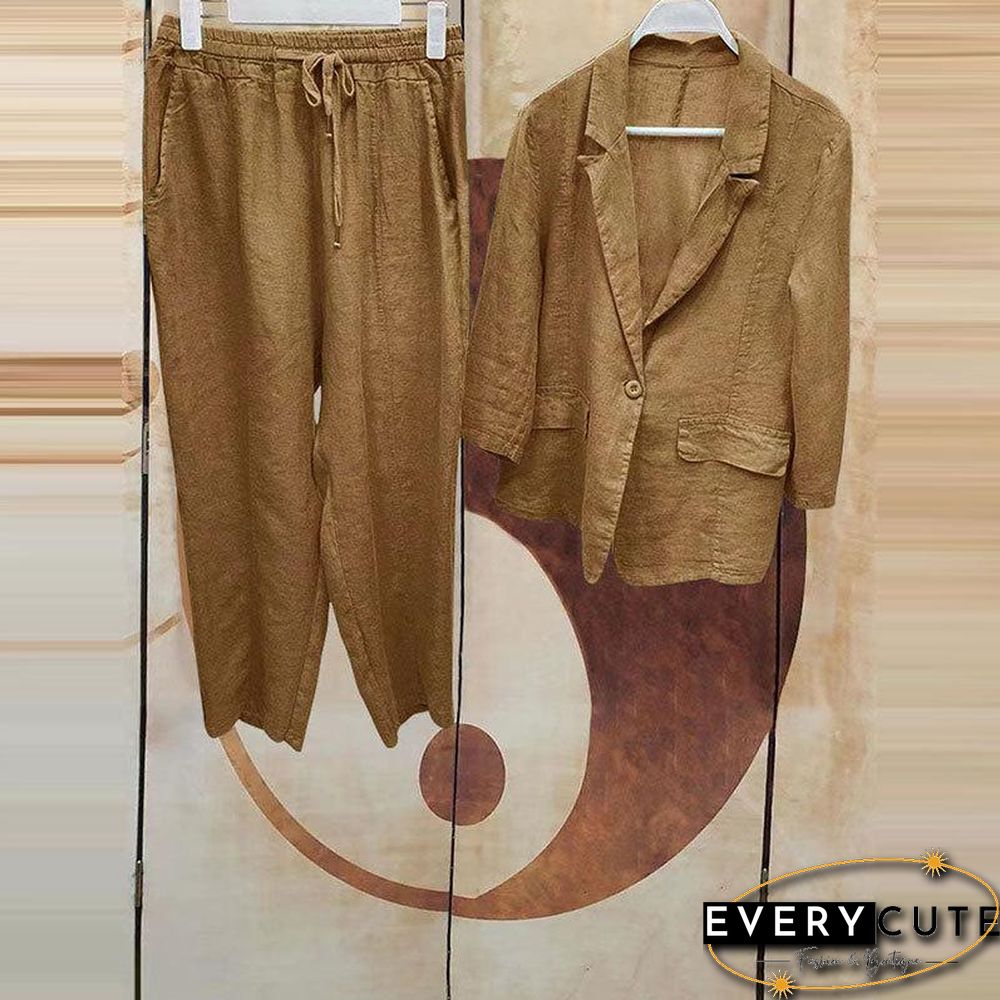 Temperament Women Solid Two Pieces Suit