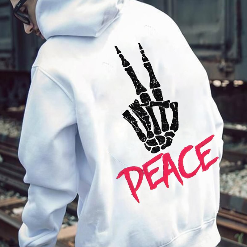 Peace Printed Casual Men's Hoodie - Krazyskull