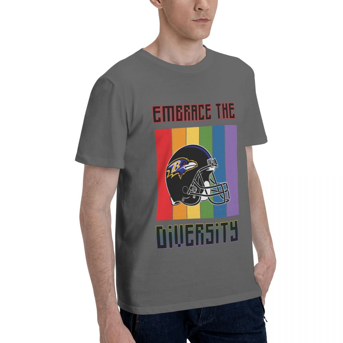 Baltimore Ravens Embrace The Diversity Men's Cotton Crewneck T-Shirt
