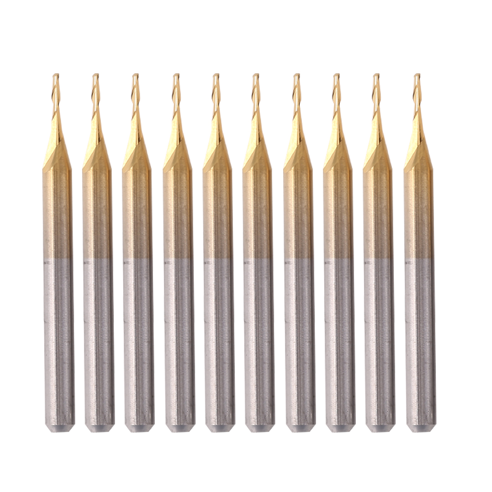 

10pcs Spiral Ball Titanium Coated Tungsten Steel Milling Cutter Drill Bit, 501 Original