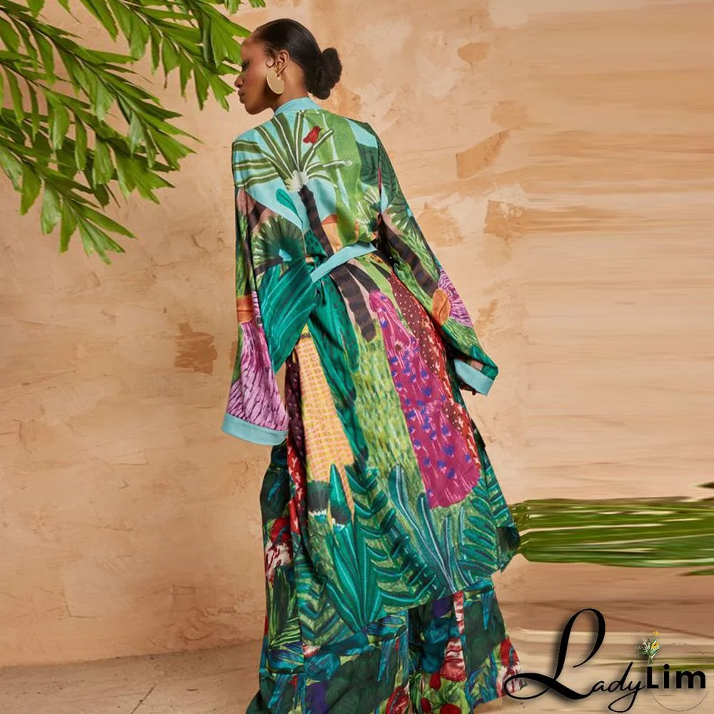 Women Kimono Print Robe