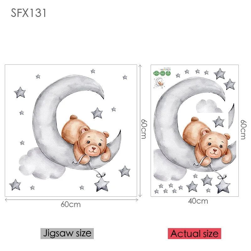 Rabbit Wall Stickers For Children's Room Decorative Vinyl Bear Wall Stickers For Kids Rooms Animal Pattern Wall Stickers Child