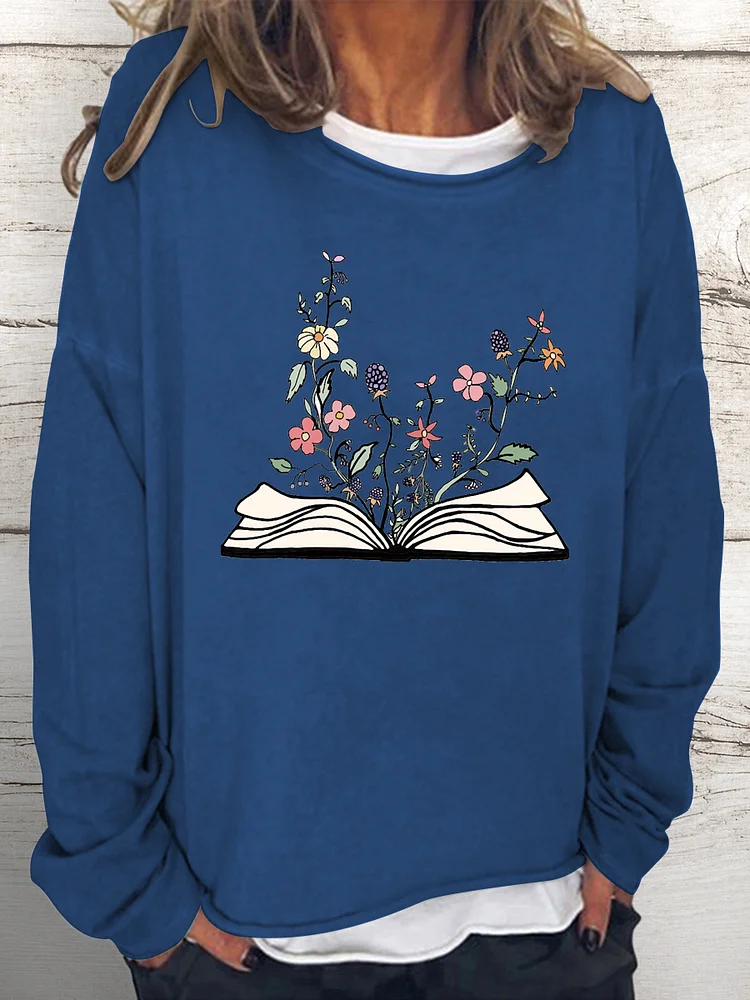 💯Crazy Sale - Long Sleeves -Flowers Growing from Book Sweatshirt-03703