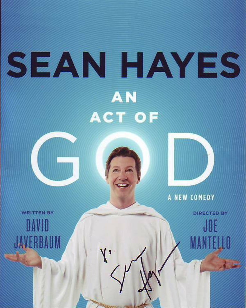 Sean hayes signed autographed an act of god Photo Poster painting