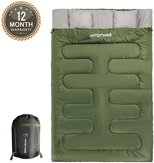 Double Sleeping Bag with Pillows for Camping Queen Size Lightweight