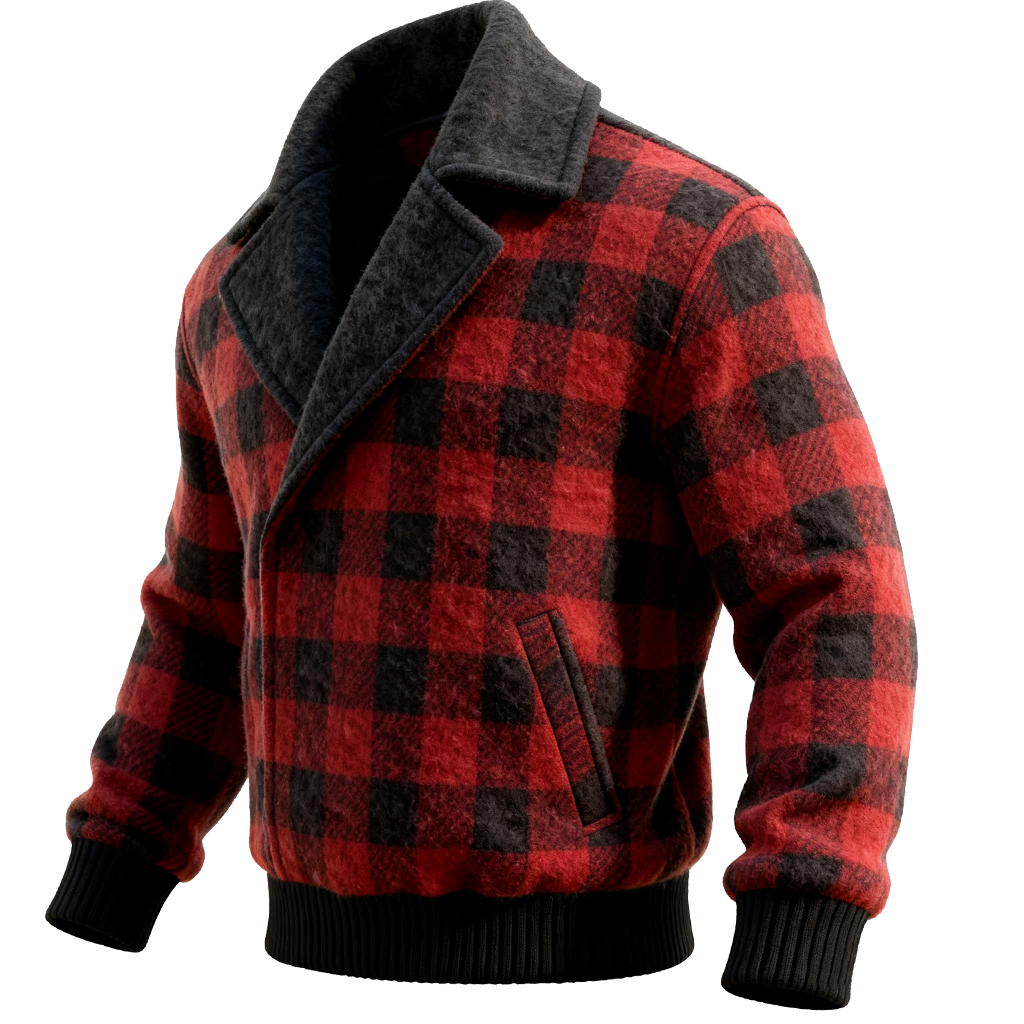 Red and Black Plaid Fleece Jacket with Sherpa Lining-inspireuse