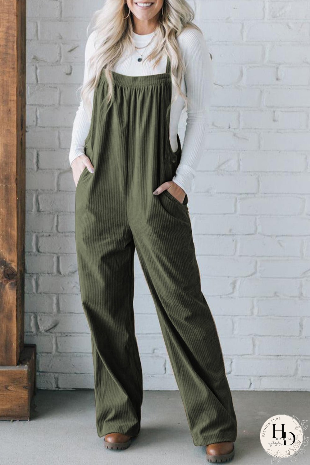 Striped Corduroy Jumpsuit